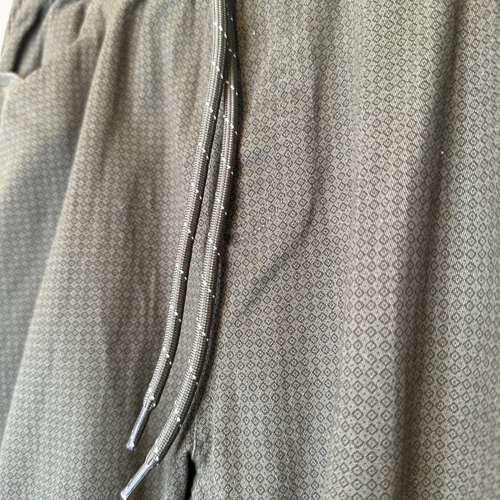 Raw Yarn | Geo Drawstring Elastic Waistband Pockets Ankle Snaps Pull On Pants